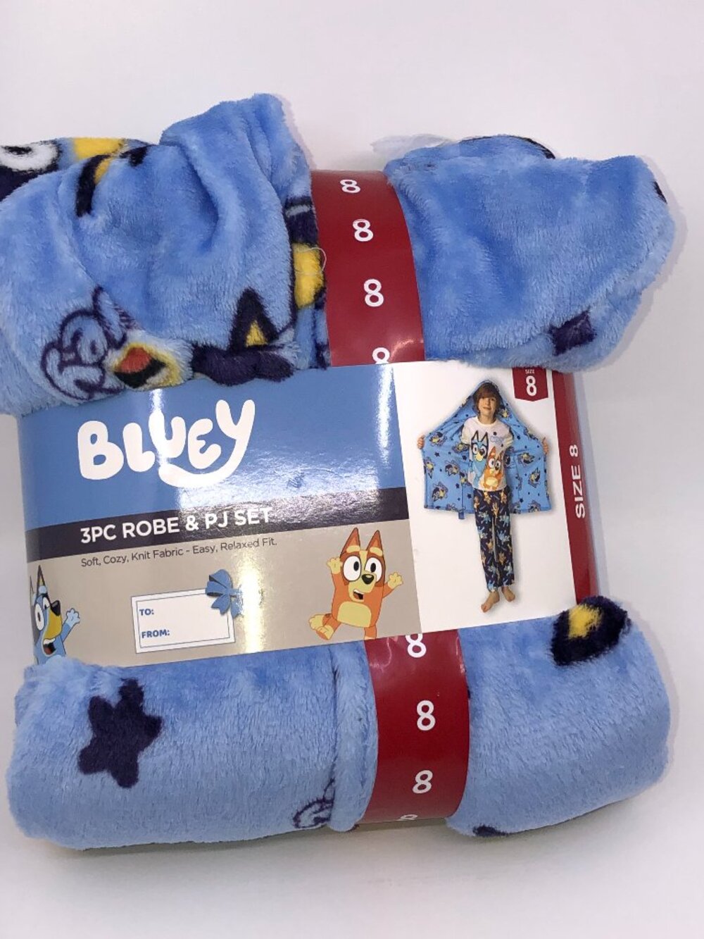 Bluey Character Boys 3-Piece Robe & Pajama Set – Size 8 – NEW With Tags!